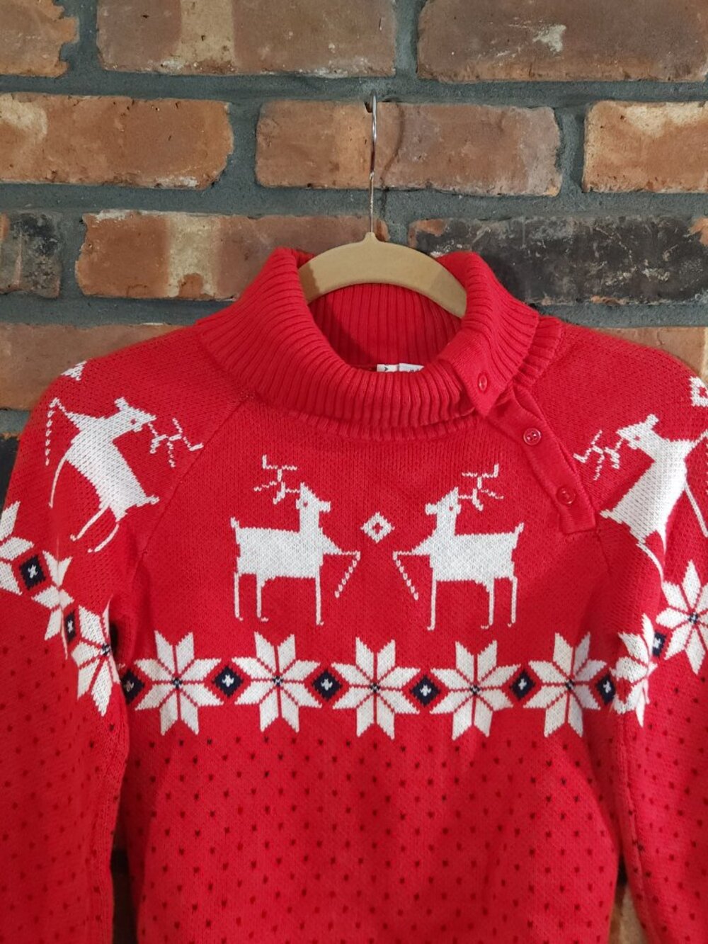 Janie and Jack Turtleneck Fair Isle Reindeer Sweater Christmas Holiday Girls' 10 - Picture 4 of 8